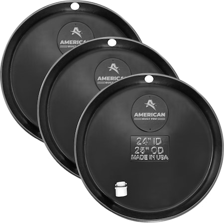 American Built Pro Water Heater Pan, 24 in Predrilled Plastic wDrain Hose Adapter, 3PK WHP24-Drl P3